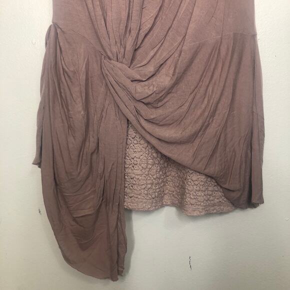 Anthropologie Deletta Blouse Mauve Tan Drape Layer Tank Side Gather Top S - Picture 6 of 11